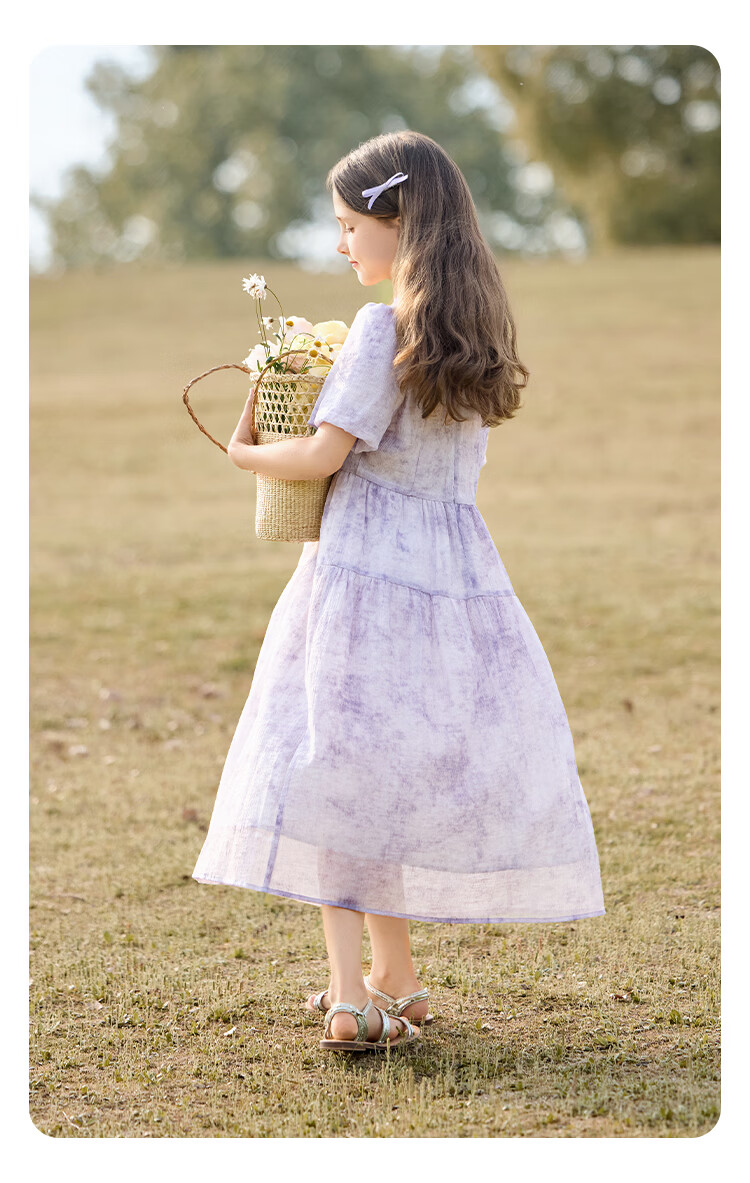 CHANZUIGOU Kids Purple Dress 2026 Spring New Stylish Children's Princess Dress Beach Vacation Dress 14